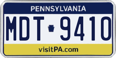 PA license plate MDT9410