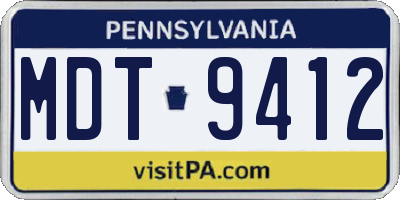 PA license plate MDT9412