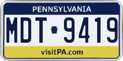 PA license plate MDT9419