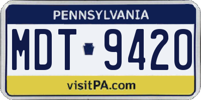 PA license plate MDT9420