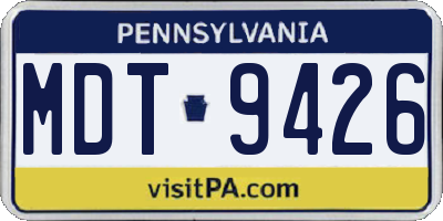 PA license plate MDT9426