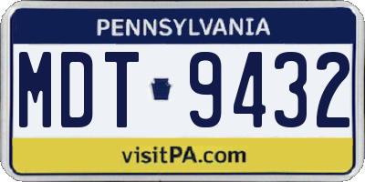 PA license plate MDT9432