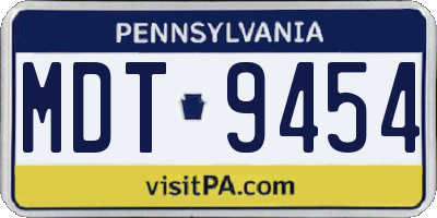 PA license plate MDT9454