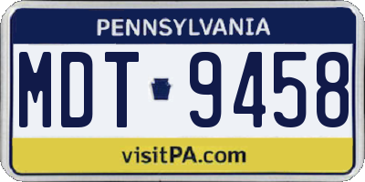 PA license plate MDT9458