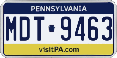 PA license plate MDT9463