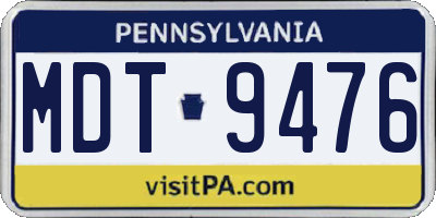 PA license plate MDT9476