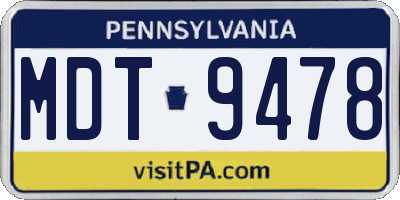 PA license plate MDT9478