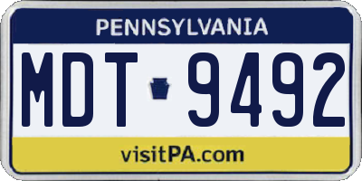 PA license plate MDT9492