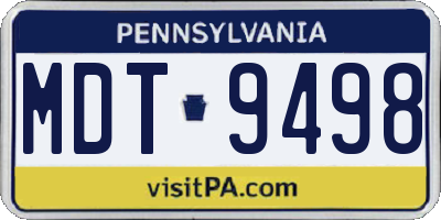 PA license plate MDT9498