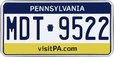 PA license plate MDT9522