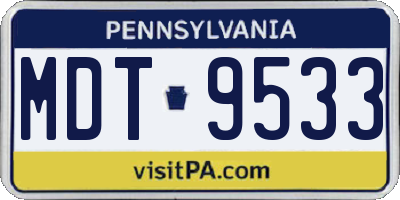 PA license plate MDT9533