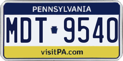 PA license plate MDT9540