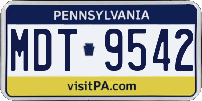 PA license plate MDT9542