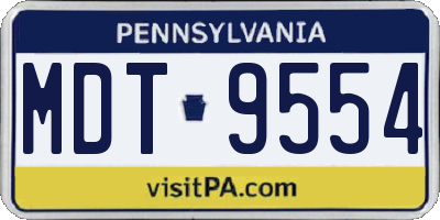 PA license plate MDT9554