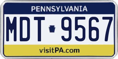 PA license plate MDT9567