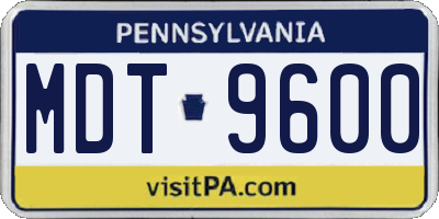PA license plate MDT9600