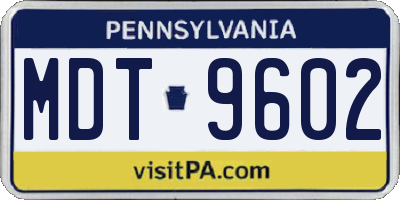 PA license plate MDT9602