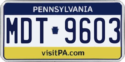 PA license plate MDT9603