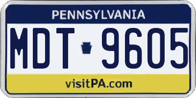 PA license plate MDT9605