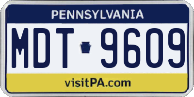 PA license plate MDT9609