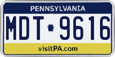 PA license plate MDT9616