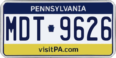 PA license plate MDT9626
