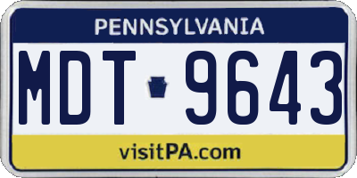 PA license plate MDT9643