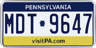 PA license plate MDT9647