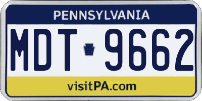 PA license plate MDT9662