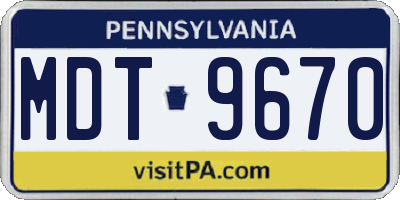 PA license plate MDT9670