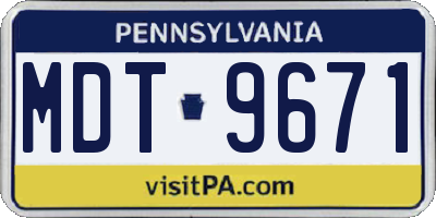 PA license plate MDT9671