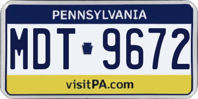 PA license plate MDT9672