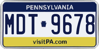 PA license plate MDT9678