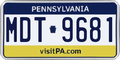 PA license plate MDT9681