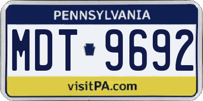 PA license plate MDT9692