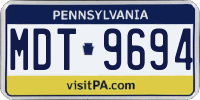 PA license plate MDT9694