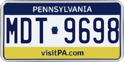 PA license plate MDT9698