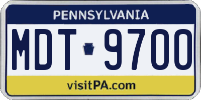 PA license plate MDT9700