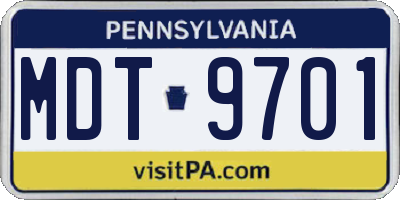 PA license plate MDT9701