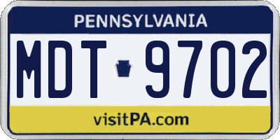PA license plate MDT9702