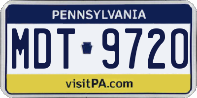 PA license plate MDT9720