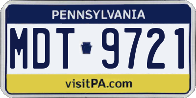 PA license plate MDT9721
