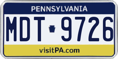 PA license plate MDT9726