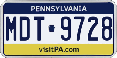 PA license plate MDT9728
