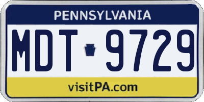 PA license plate MDT9729