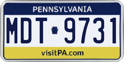 PA license plate MDT9731