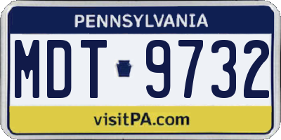 PA license plate MDT9732