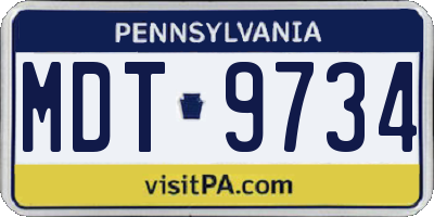 PA license plate MDT9734