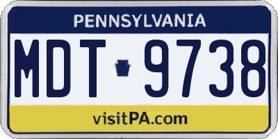PA license plate MDT9738