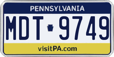 PA license plate MDT9749